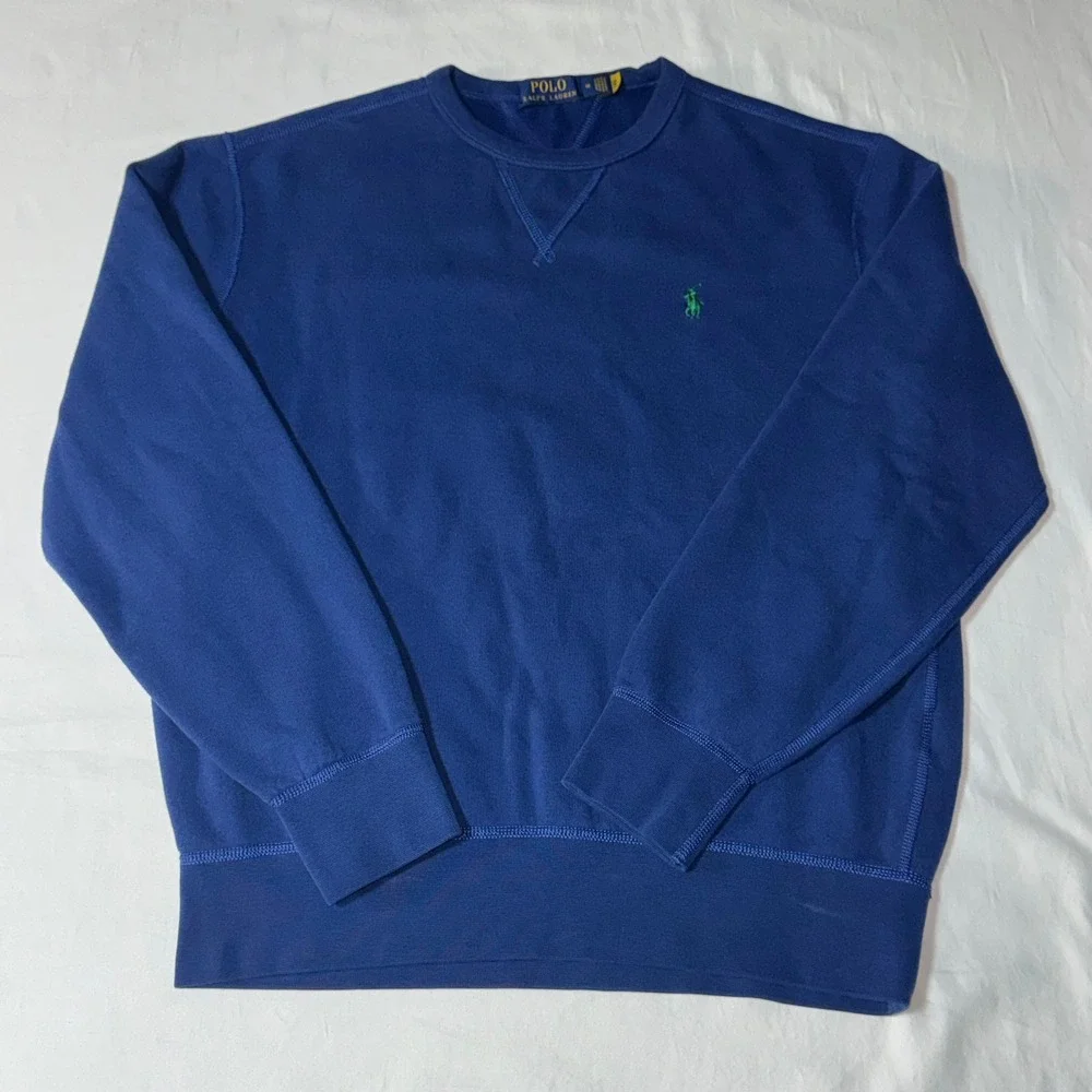 Polo Ralph Lauren Crewneck Sweatshirt Mens M Royal Blue w/ Green Pony Longsleeve